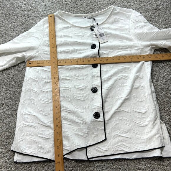 Kaktus Womens Asymmetrical Button Front Textured White Top XL - Picture 6 of 9